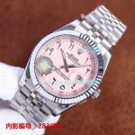 High Replica Rolex Datejust Watch pink Face Stainless Steel strap Fluted Bezel  41mm